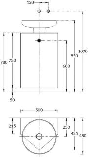 Тумба-модуль под раковину со столешницей без боковин Kerama Marazzi Caravan KMCACb50MBt0 50 см сливочный матовый